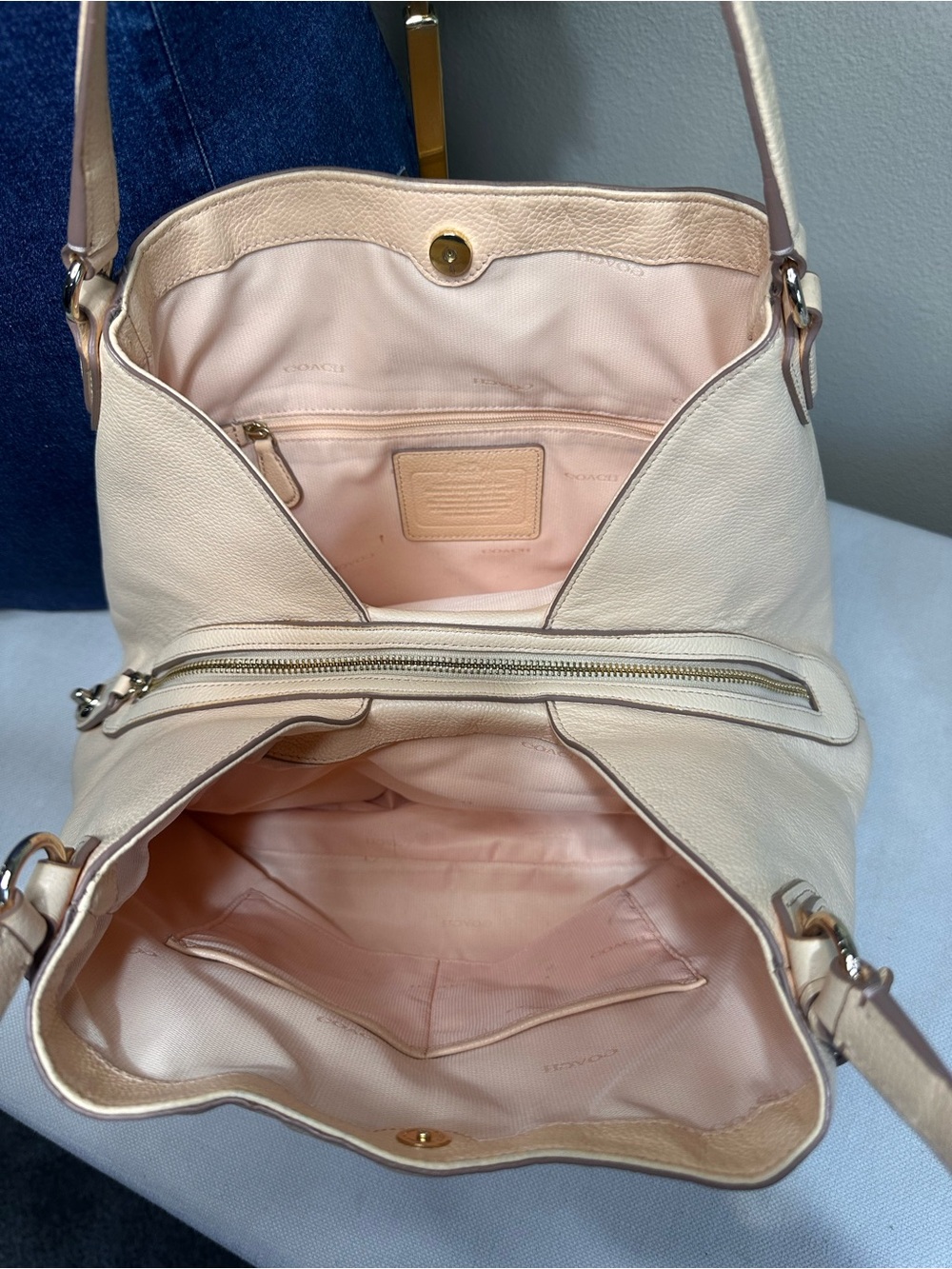 Coach Phoebe Horse & Carriage Debossed Leather Shoulder Bag in Peach 2014 - Picture 10 of 12